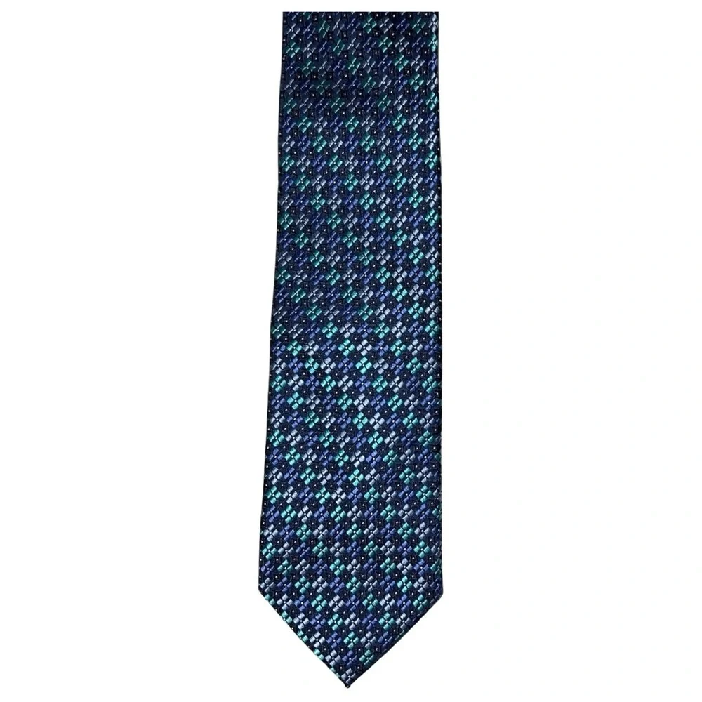 Jos. A. Bank Necktie Men’s Blue Light Blue Teal Executive 100% Silk 60x3 Tie